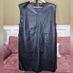Zara Black Faux Leather Sleeveless Dress
